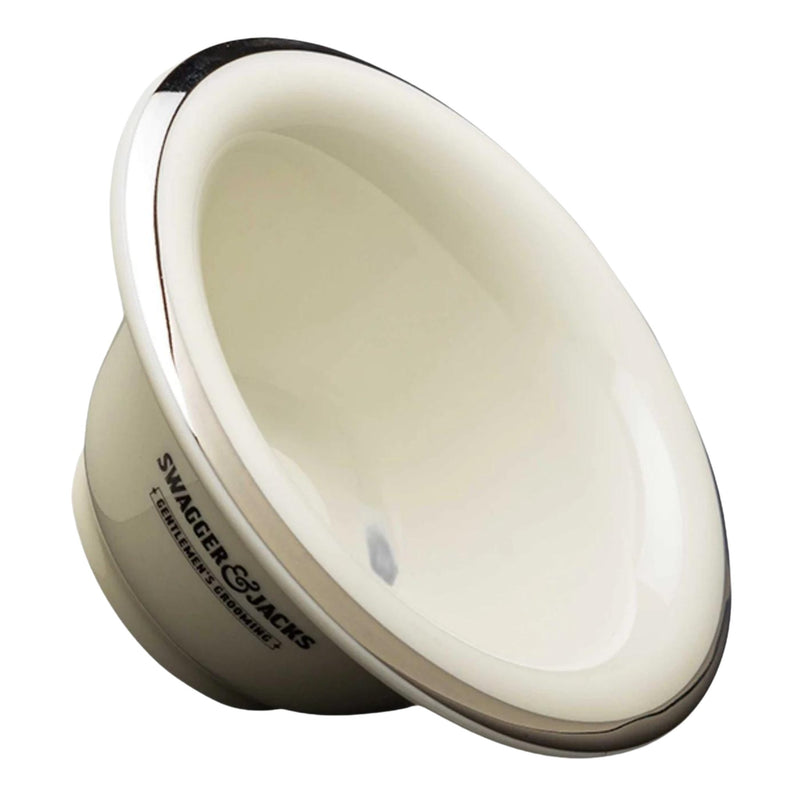 Porcelain Shaving Bowl with Chrome Rim - Swagger & Jacks Gentlemen's Grooming Ltd