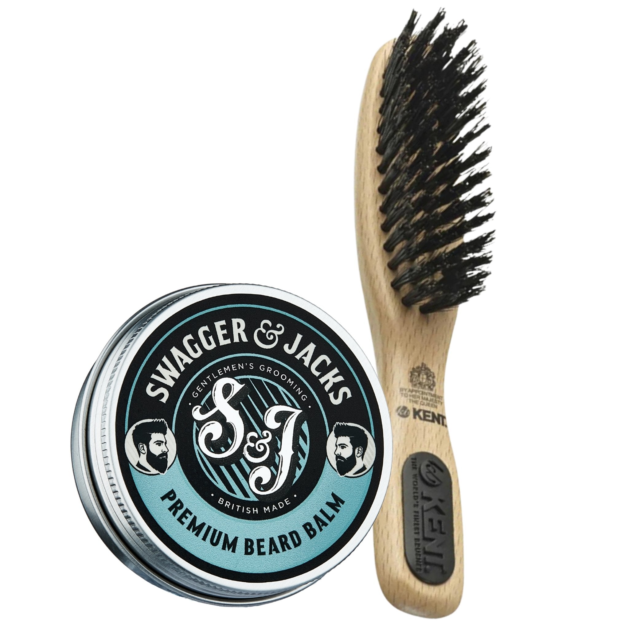 Premium Beard Balm + Kent Beard Styling Brush - Swagger & Jacks Gentlemen's Grooming Ltd