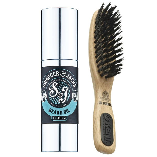 Premium Beard Oil + Kent Beard Styling Brush - Swagger & Jacks Gentlemen's Grooming Ltd