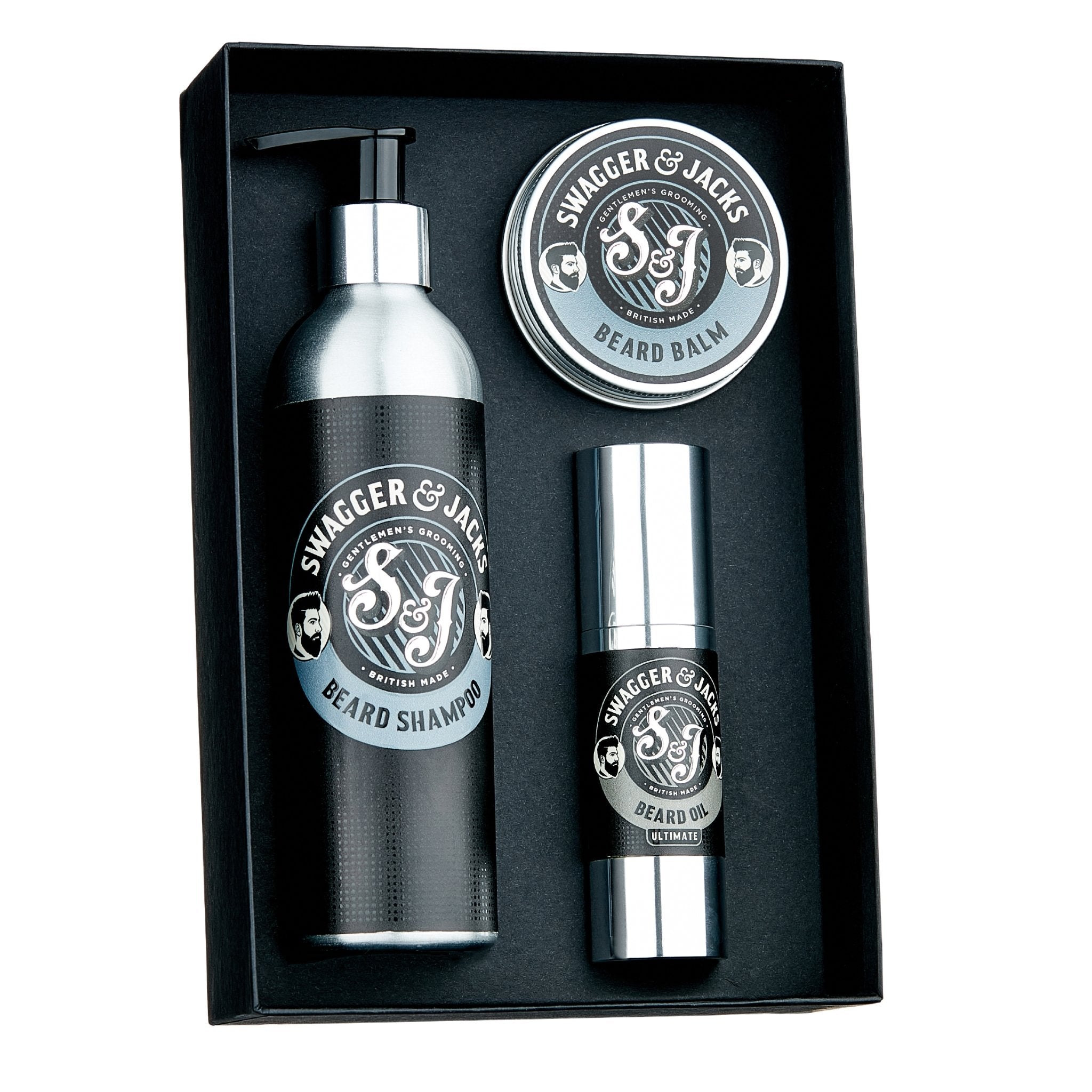 Swagger & Jacks Ultimate Beardcare Set – men’s beard grooming gift set with beard oil, shampoo, and styling balm