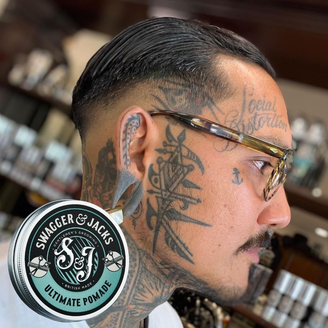 Classic men’s hairstyle using Swagger & Jacks Ultimate Pomade for high shine and strong hold