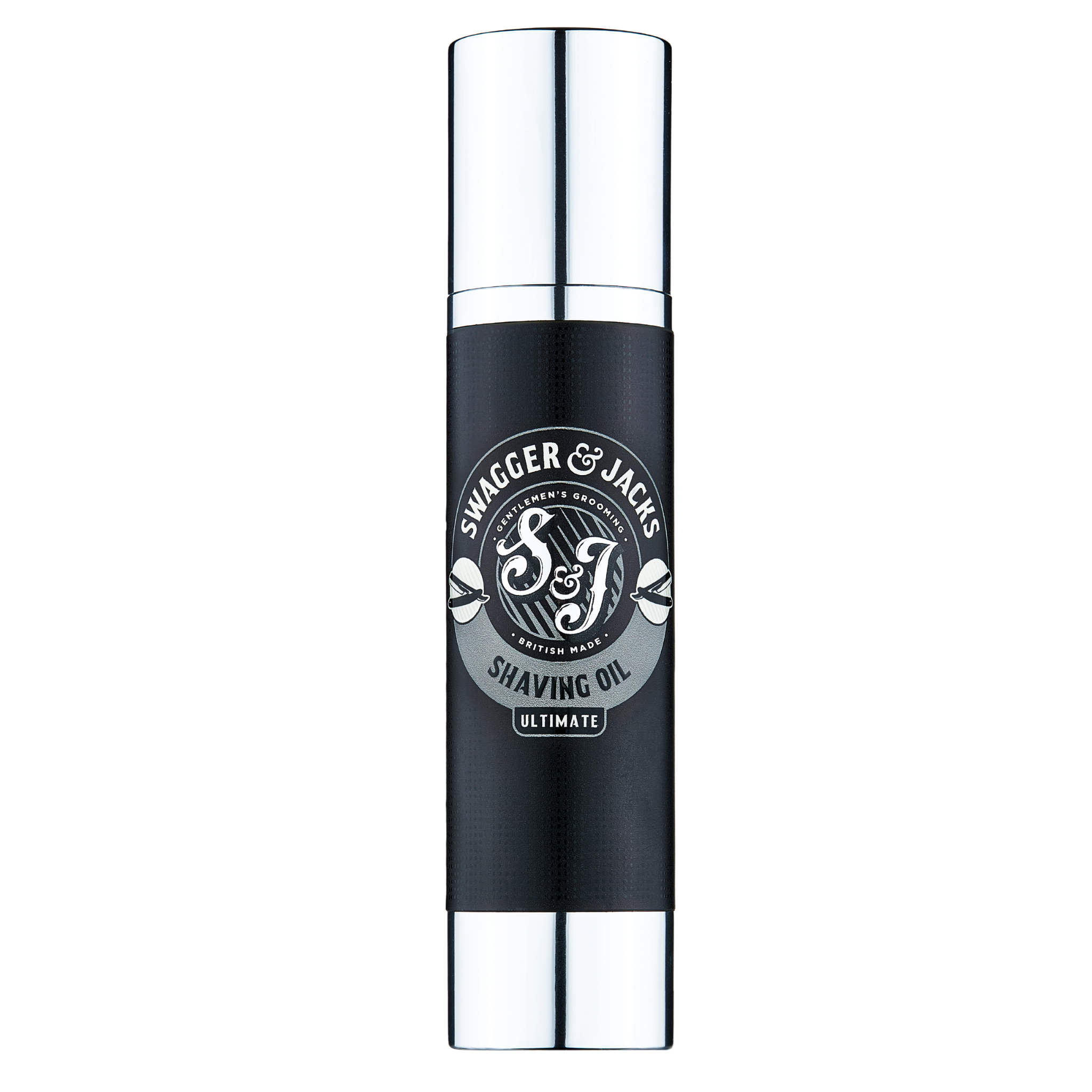 Swagger & Jacks Ultimate Shave Oil 100ml airless pump dispenser – lightweight non-greasy vegan shaving oil