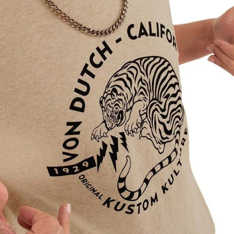Von Dutch Tiger T-Shirt Crème - Swagger & Jacks Ltd